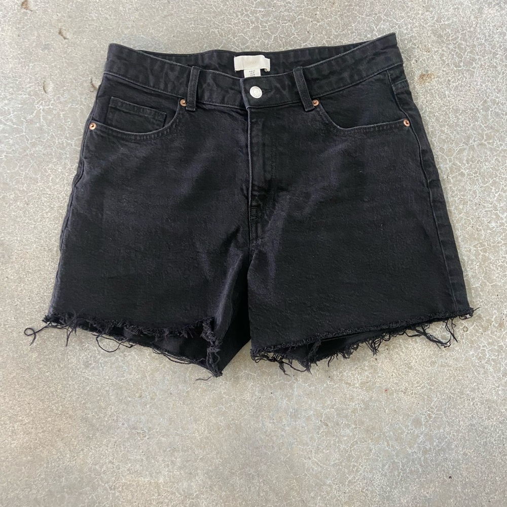 H&M black denim jean shorts size 10